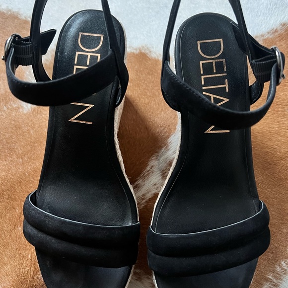 Deltan Everly (Black) Espadrille Wedge Sandals - 7.5 Like New - Picture 7 of 11